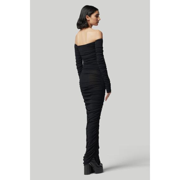 Altuzarra Trikera Off-Shoulder Jersey Maxi Dress sheer long sleeve black size XS - Picture 4 of 16